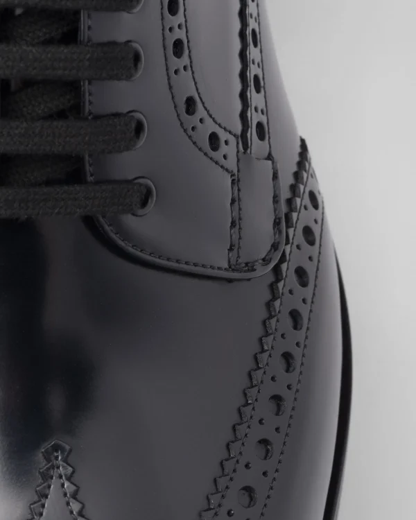 Lace-ups*Prada Brushed leather derby brogues Black