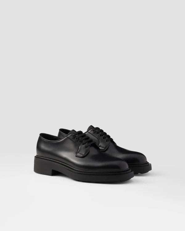 Lace-ups*Prada Brushed leather derby shoes Black