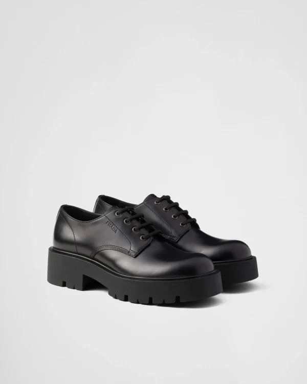 Lace-ups*Prada Brushed leather derby shoes Black