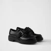 Lace-ups*Prada Brushed leather derby shoes with buckle Black