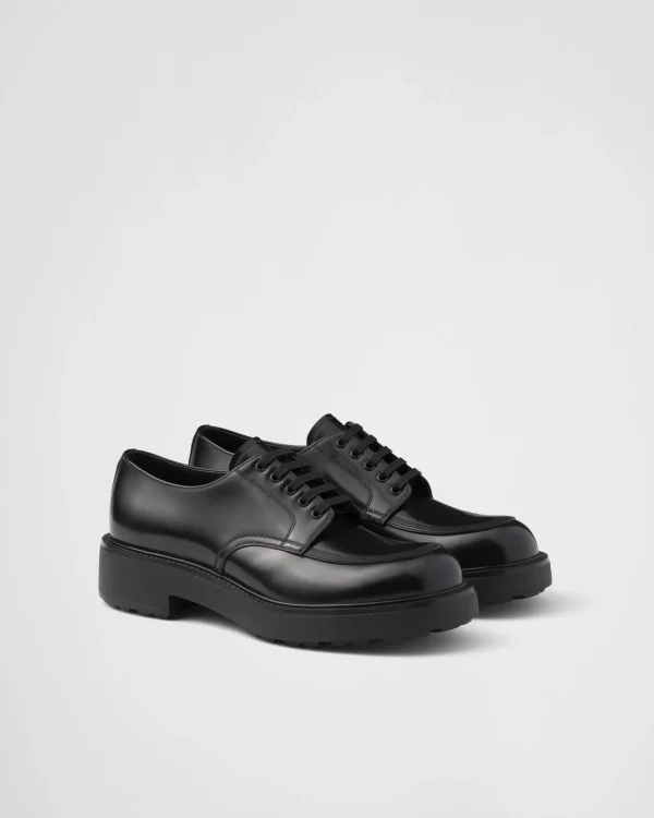 Lace-ups*Prada Brushed leather derby shoes Black