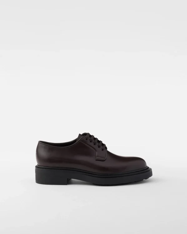 Lace-ups*Prada Brushed leather derby shoes Ebony