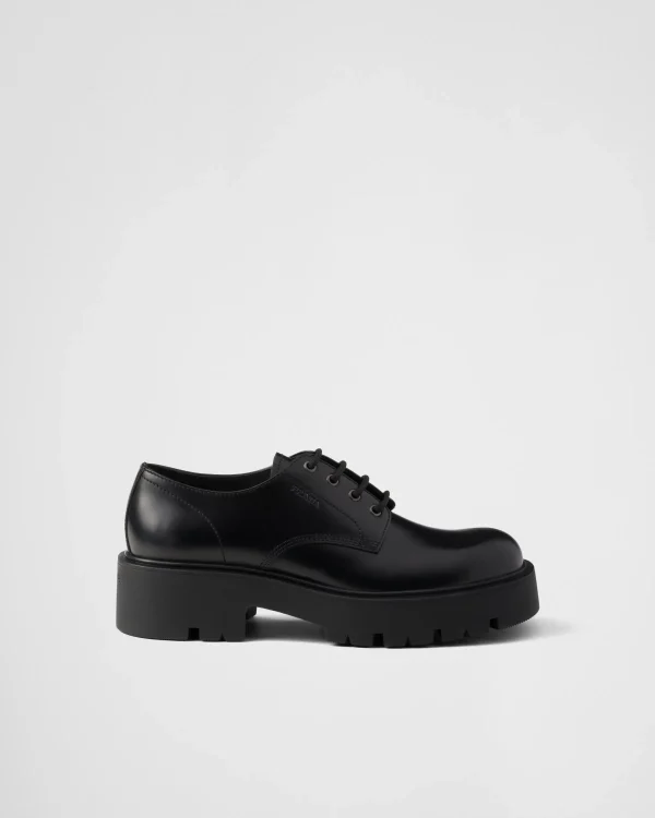 Lace-ups*Prada Brushed leather derby shoes Black