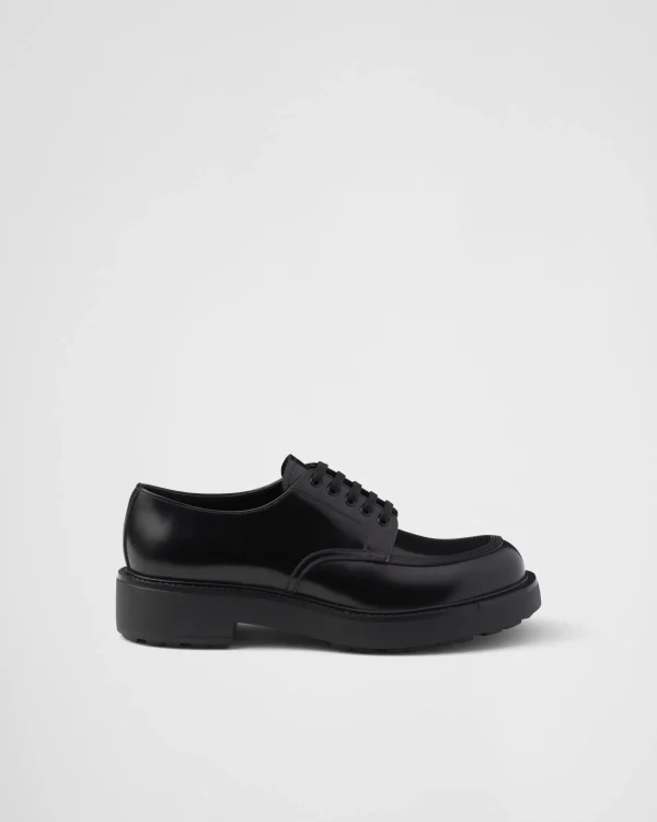 Lace-ups*Prada Brushed leather derby shoes Black