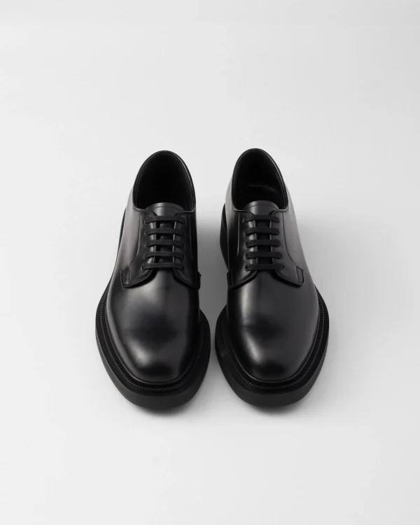 Lace-ups*Prada Brushed leather derby shoes Black