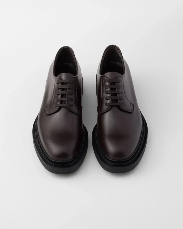 Lace-ups*Prada Brushed leather derby shoes Ebony