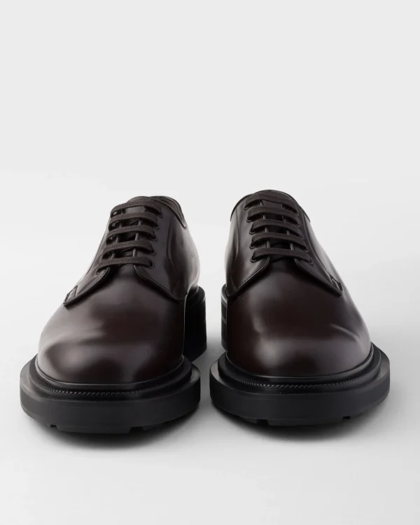 Lace-ups*Prada Brushed leather derby shoes Ebony