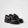 Loafers And Lace-ups*Prada Brushed leather lace-up shoes Black