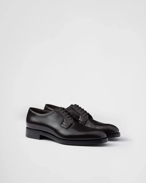 Lace-ups*Prada Brushed leather lace-up shoes Ebony