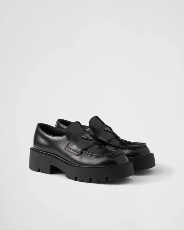 Loafers*Prada Brushed leather loafers Black