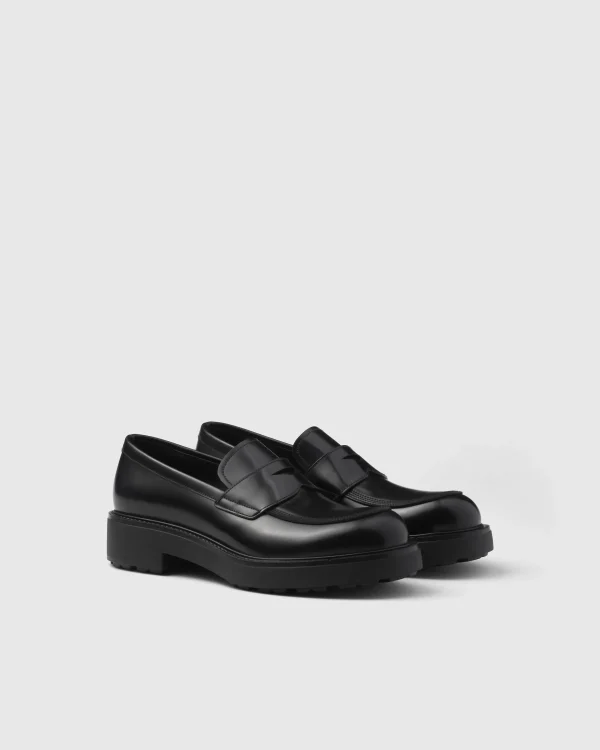 Loafers*Prada Brushed leather loafers Black