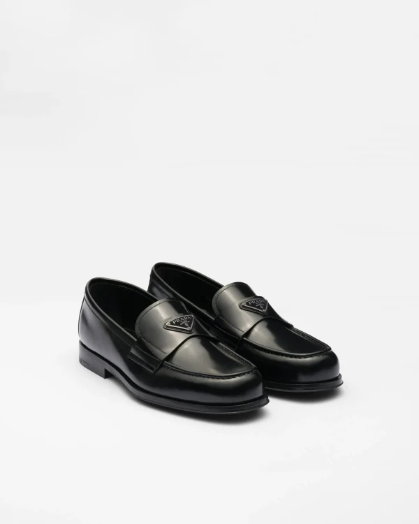 Loafers*Prada Brushed leather loafers Black