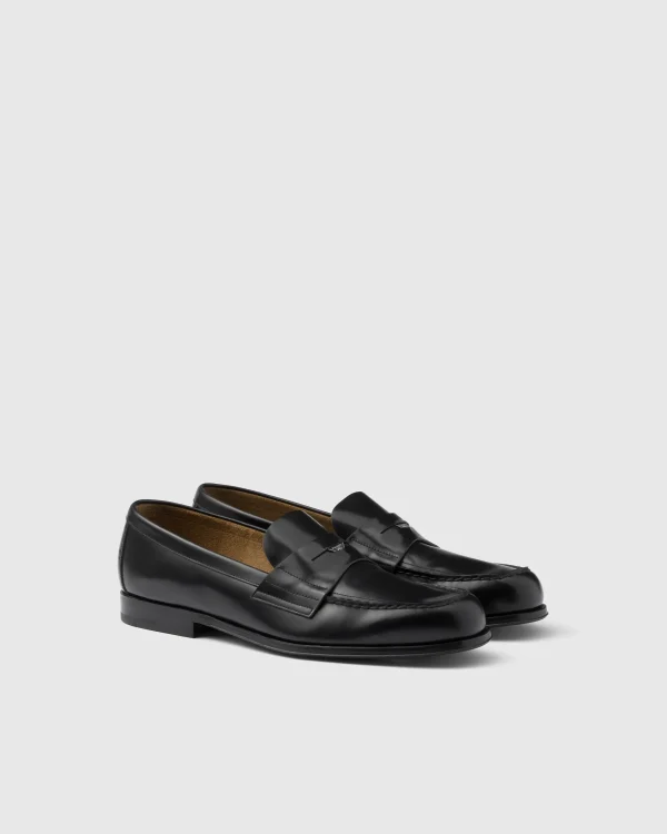 Loafers*Prada Brushed leather loafers Black