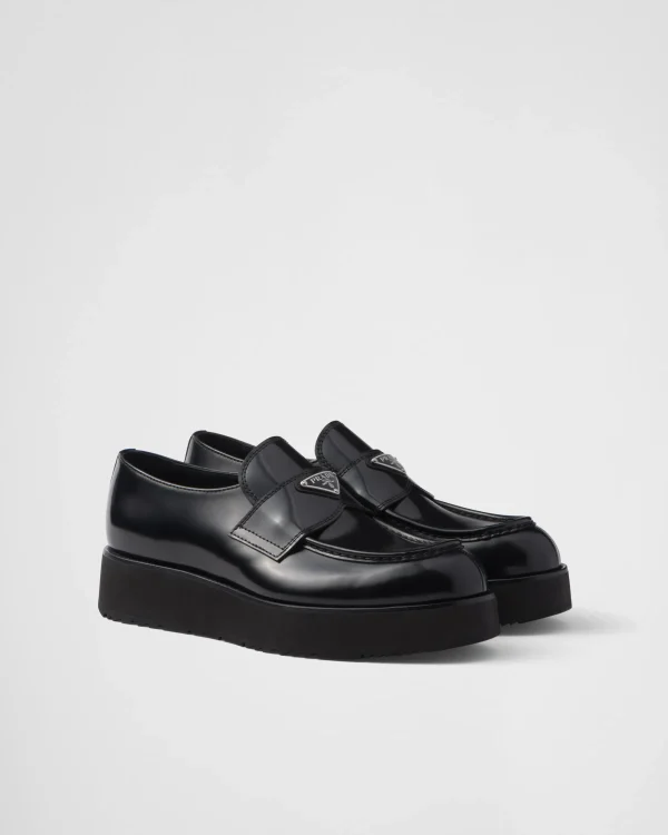 Loafers*Prada Brushed leather loafers Black