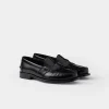 Loafers And Lace-ups*Prada Brushed leather loafers Black