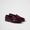 Loafers And Lace-ups*Prada Brushed leather loafers Crimson