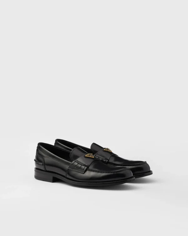 Loafers*Prada Brushed leather loafers Black