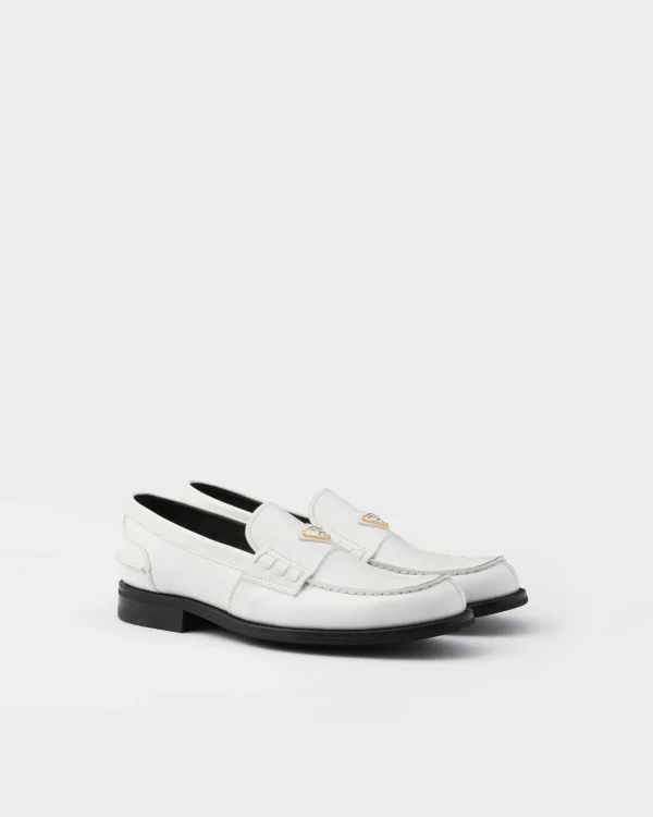 Loafers*Prada Brushed leather loafers White