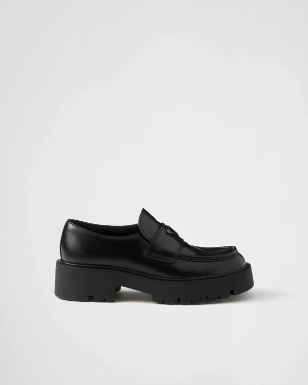 Loafers*Prada Brushed leather loafers Black