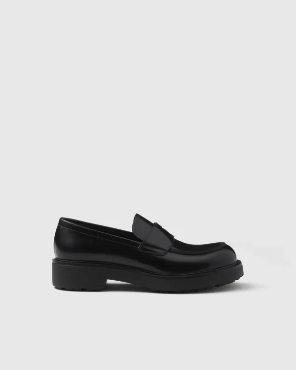 Loafers*Prada Brushed leather loafers Black