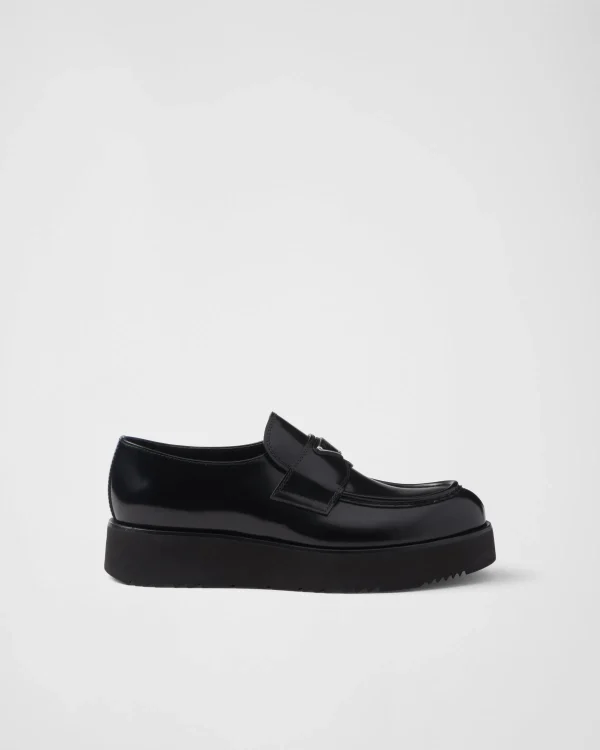 Loafers*Prada Brushed leather loafers Black