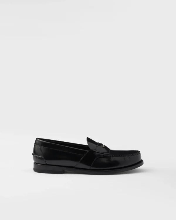 Loafers*Prada Brushed leather loafers Black