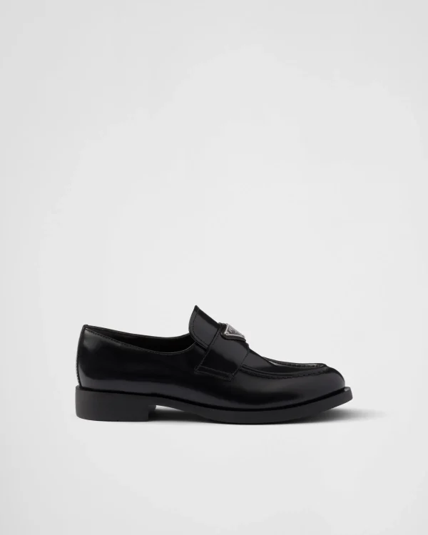 Loafers And Lace-ups*Prada Brushed leather loafers Black