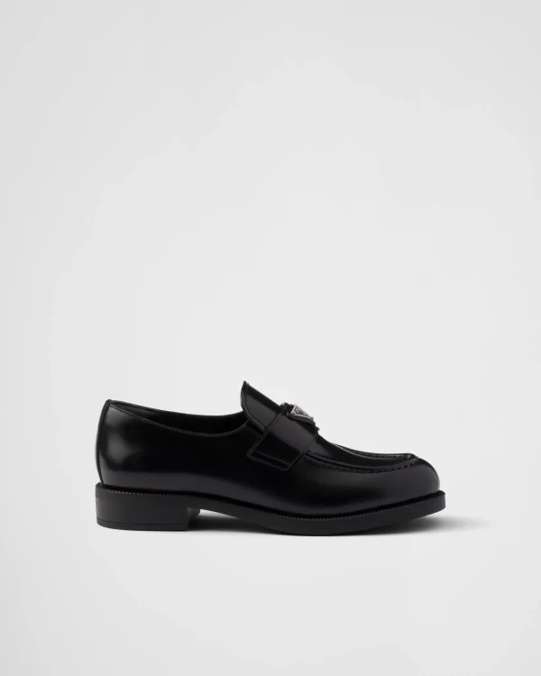 Loafers And Lace-ups*Prada Brushed leather loafers Black