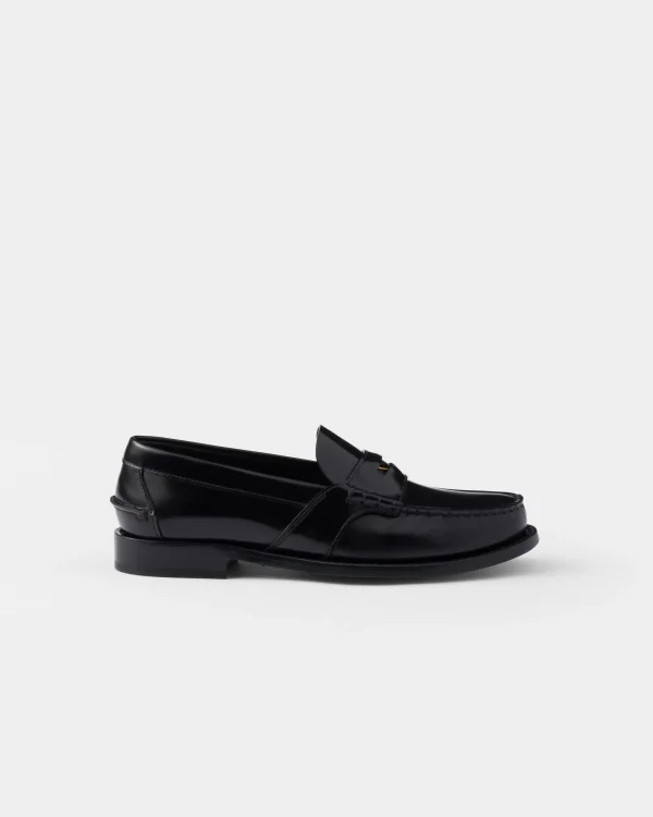 Loafers And Lace-ups*Prada Brushed leather loafers Black