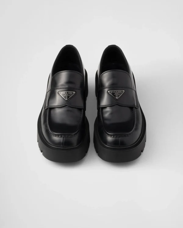 Loafers*Prada Brushed leather loafers Black