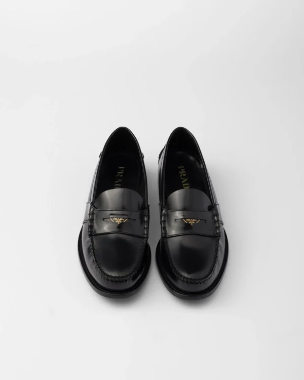 Loafers*Prada Brushed leather loafers Black