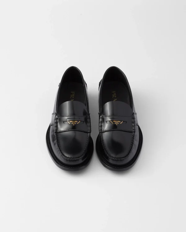 Loafers And Lace-ups*Prada Brushed leather loafers Black