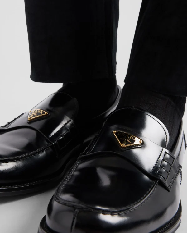 Loafers*Prada Brushed leather loafers Black