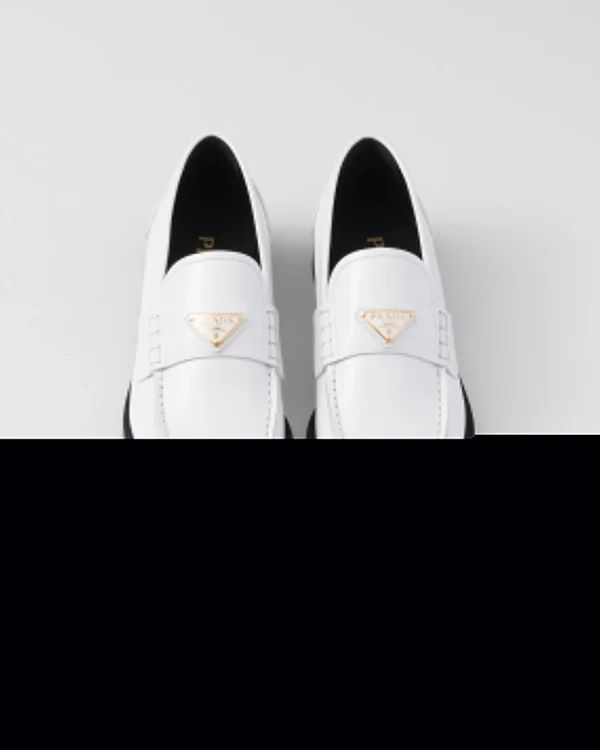 Loafers And Lace-ups*Prada Brushed leather loafers White