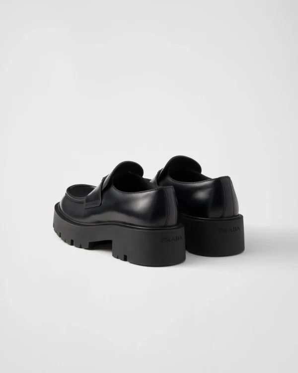 Loafers*Prada Brushed leather loafers Black