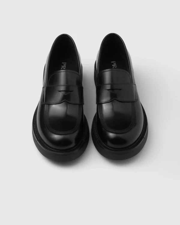 Loafers*Prada Brushed leather loafers Black