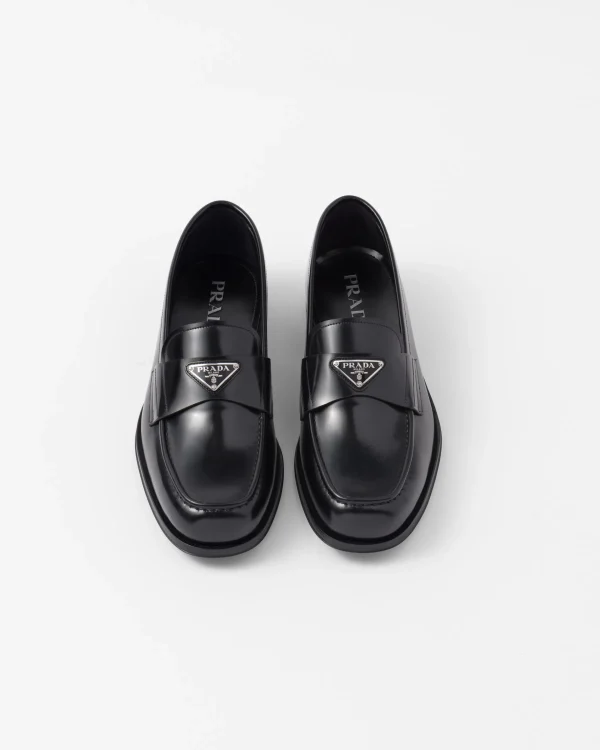 Loafers*Prada Brushed leather loafers Black