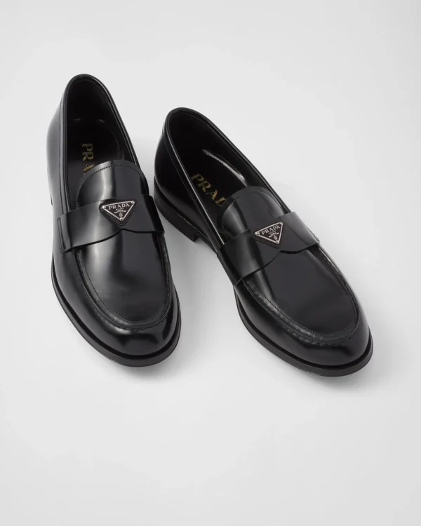 Loafers*Prada Brushed leather loafers Black