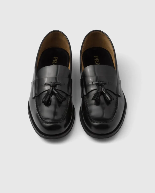 Loafers*Prada Brushed leather loafers Black