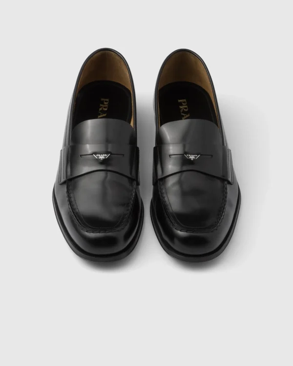 Loafers*Prada Brushed leather loafers Black