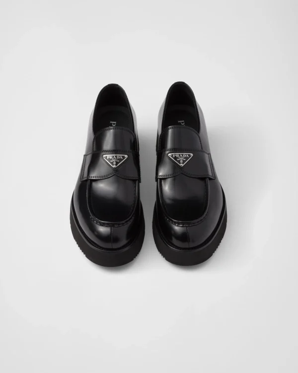 Loafers*Prada Brushed leather loafers Black