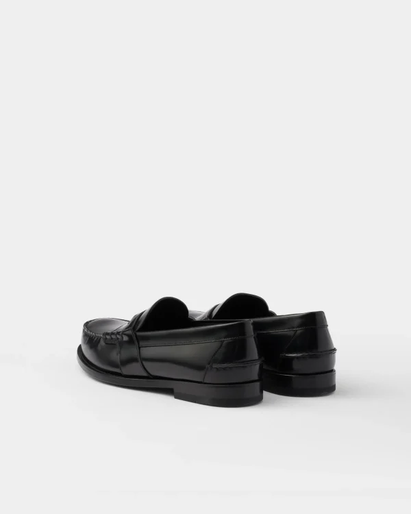 Loafers*Prada Brushed leather loafers Black