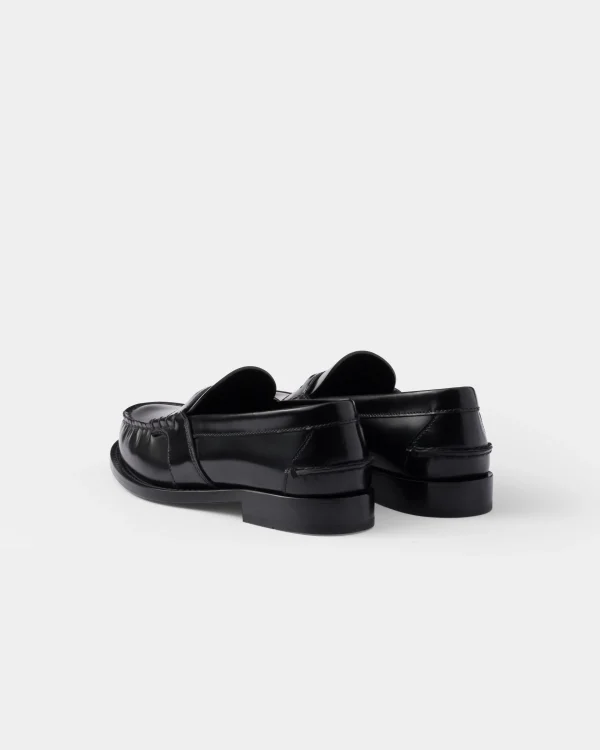 Loafers And Lace-ups*Prada Brushed leather loafers Black