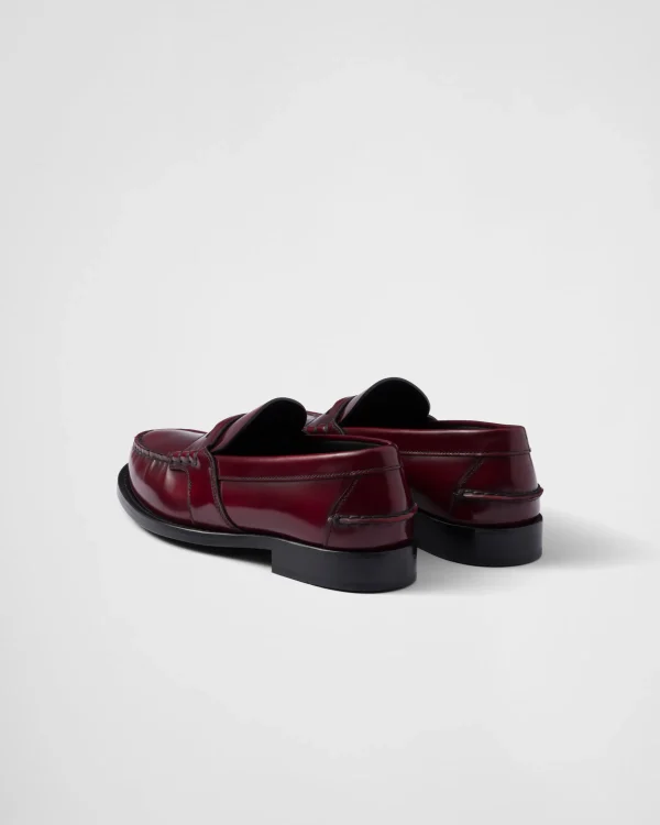 Loafers And Lace-ups*Prada Brushed leather loafers Crimson