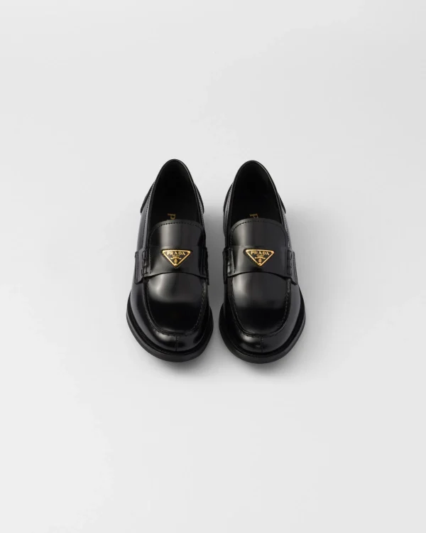 Loafers And Lace-ups*Prada Brushed leather loafers Black