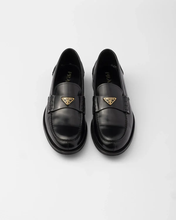 Loafers*Prada Brushed leather loafers Black