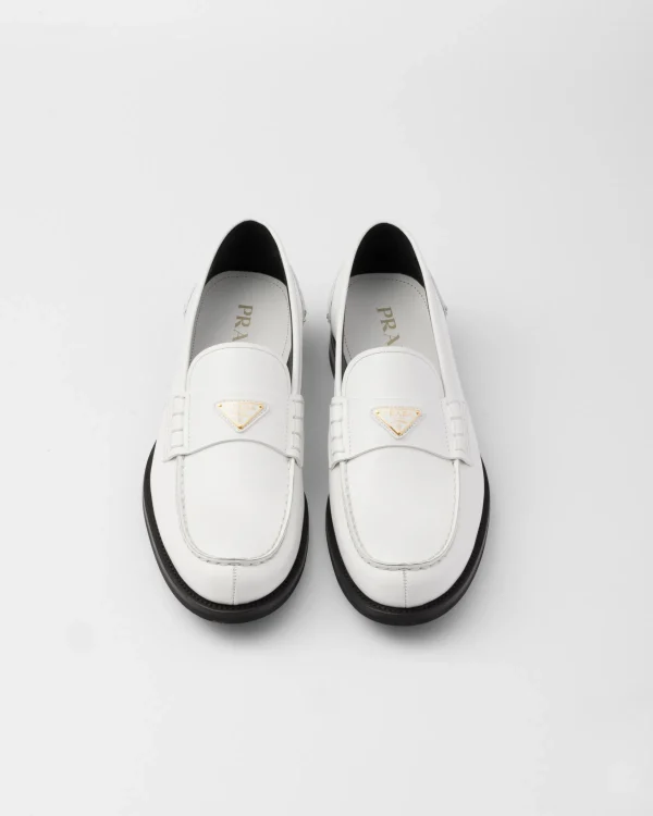 Loafers*Prada Brushed leather loafers White