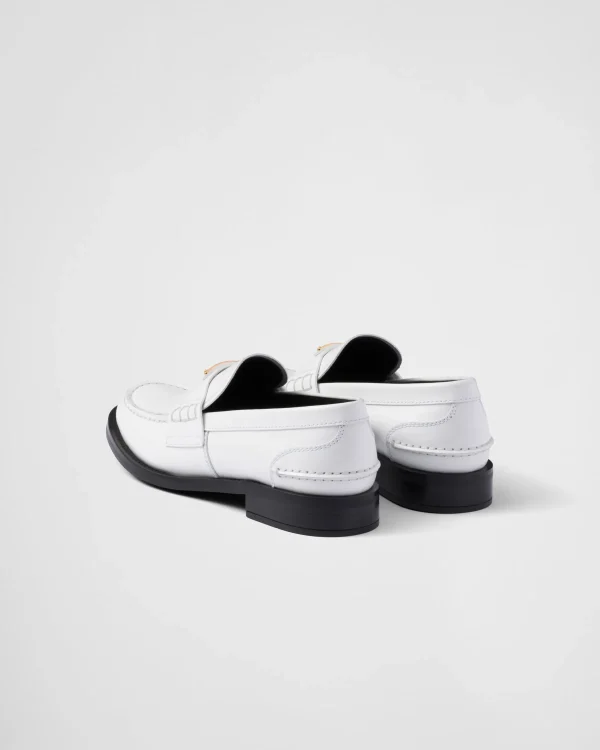 Loafers And Lace-ups*Prada Brushed leather loafers White