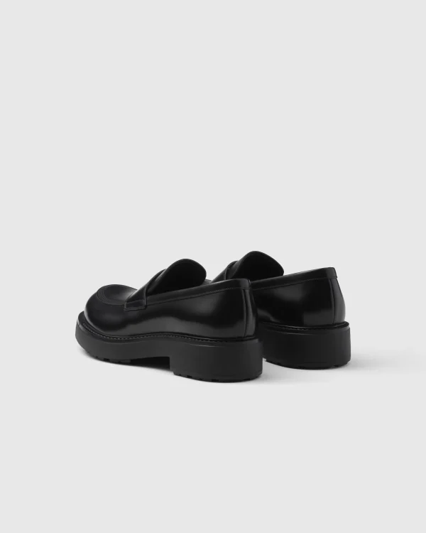 Loafers*Prada Brushed leather loafers Black