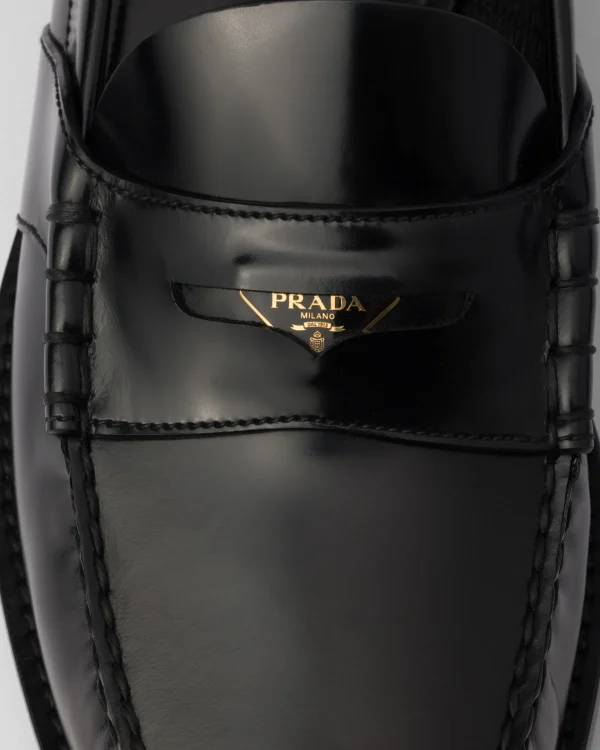 Loafers*Prada Brushed leather loafers Black